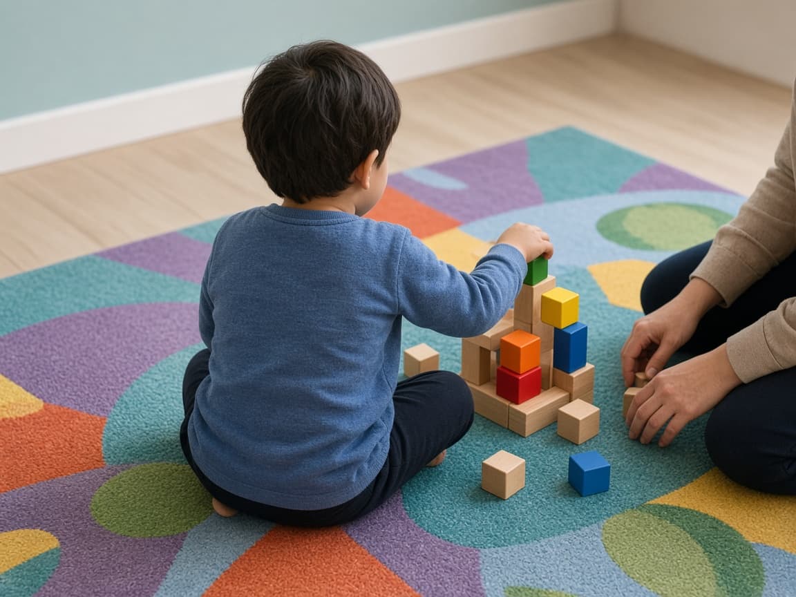Child building with blocks during a therapy session