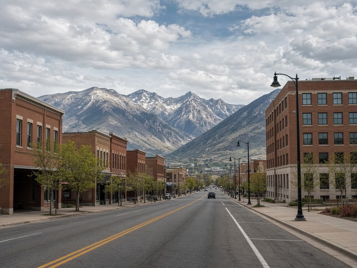 University-town street in Cache Valley