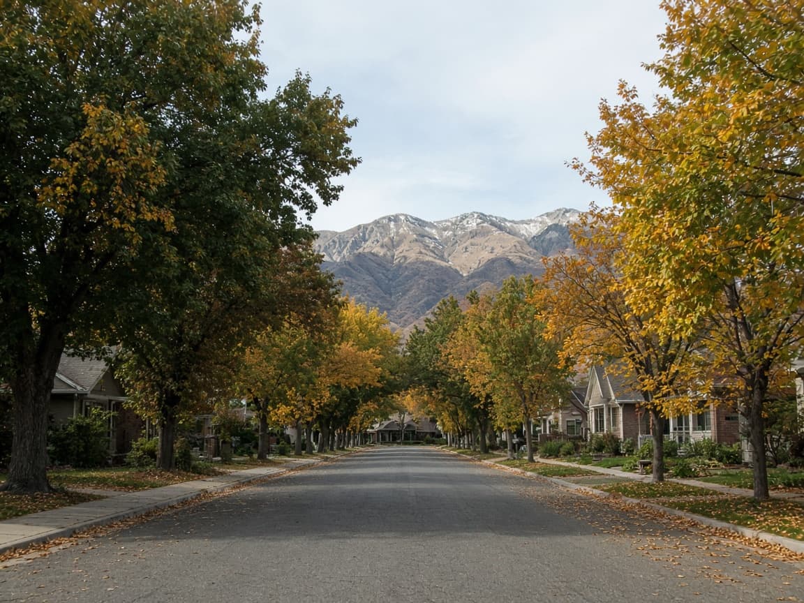 Tree-lined street in Davis County