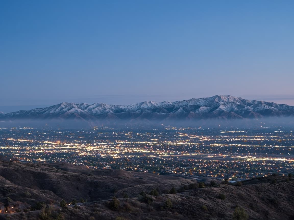 Salt Lake valley at dusk