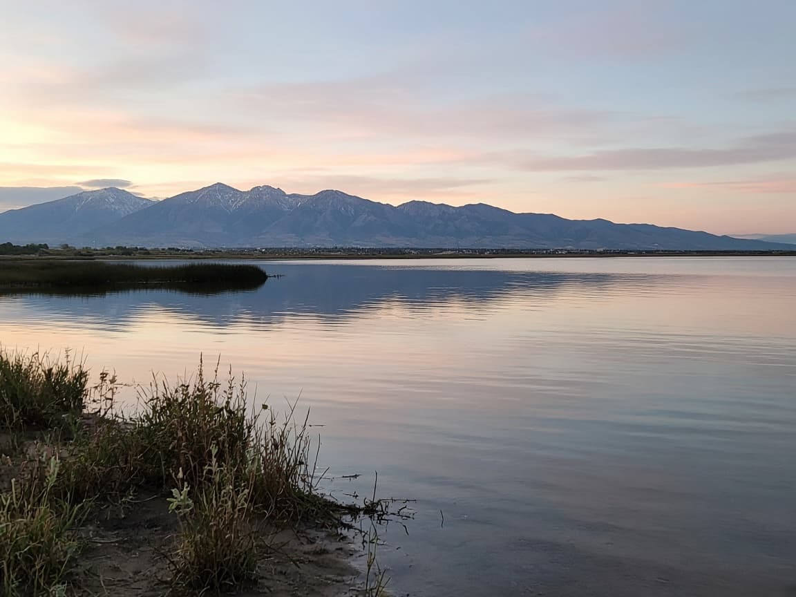 Utah Lake with mountains across the water