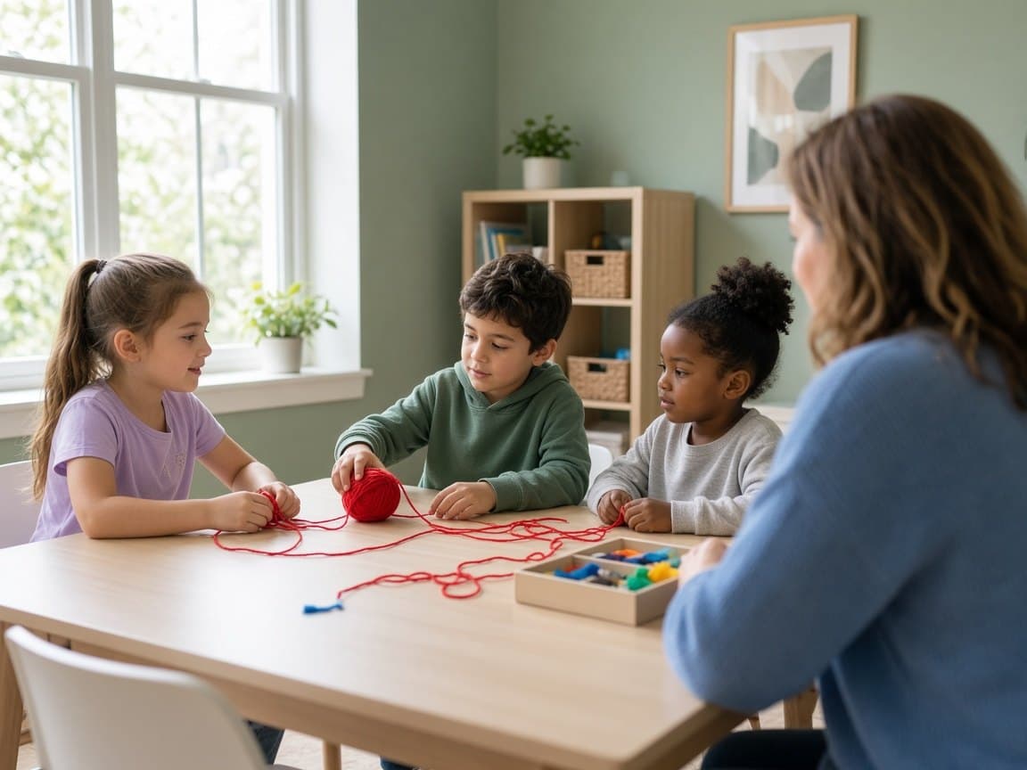Small group of children in a social-language session
