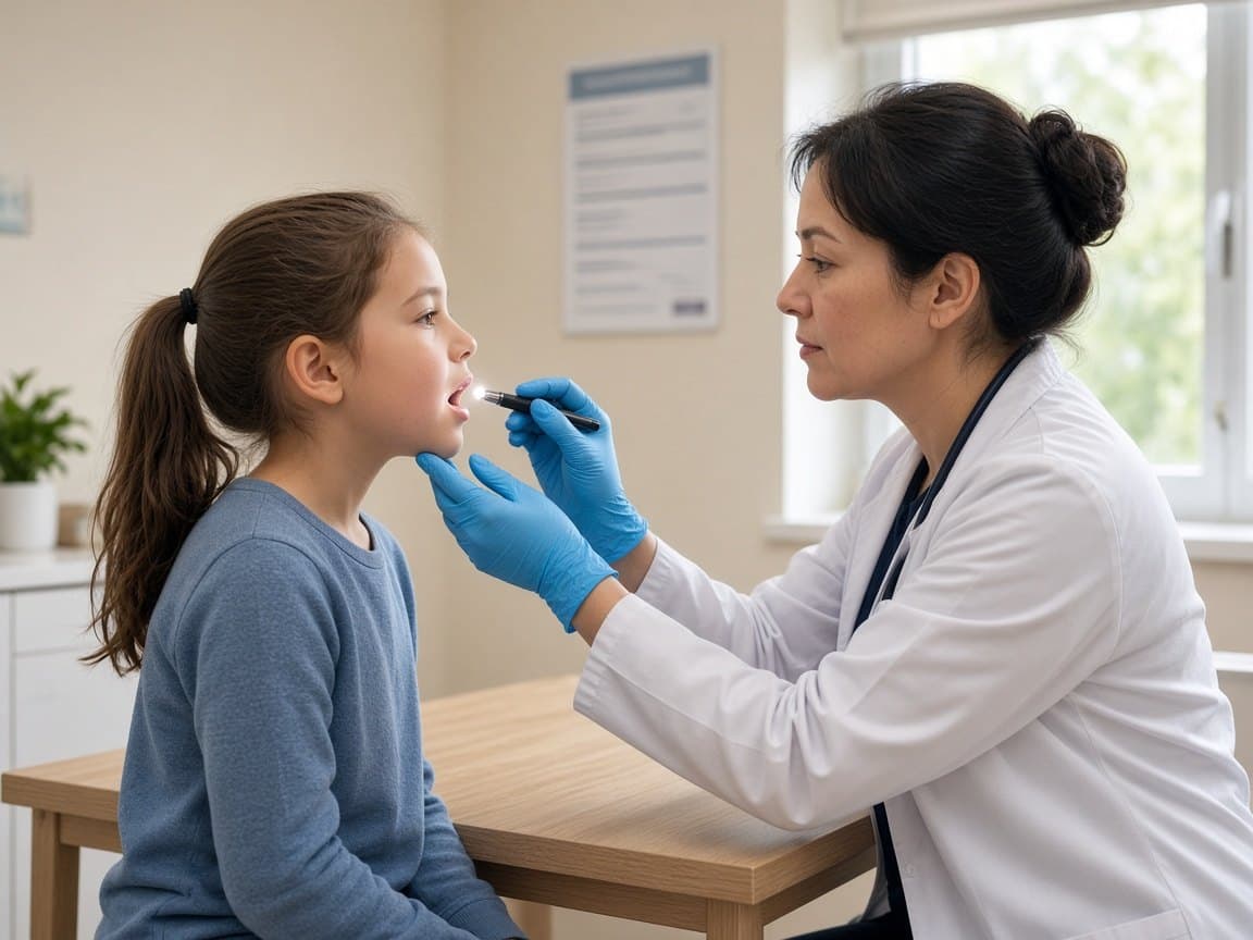 Clinician completing a gentle oral exam with a child